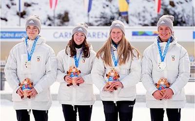 Silbermedaille für Alma Siegismund vom SSV Altenberg in der Staffel bei dem Europäischen Jugend Olympiafestival in Forni Avoltri/ITA